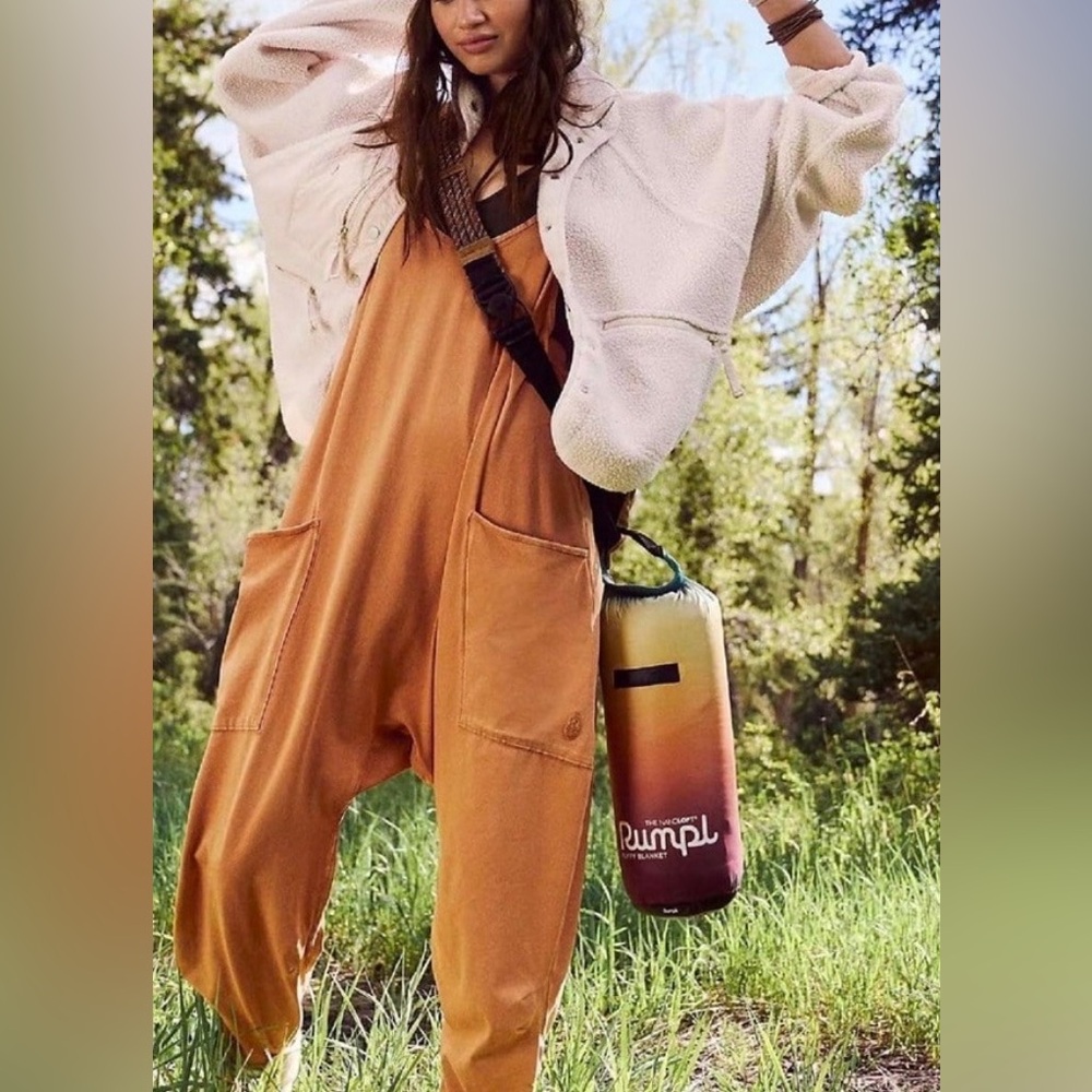 RARE Free People Movement Hot Shot Onesie HTF Toasted Coconut sz S